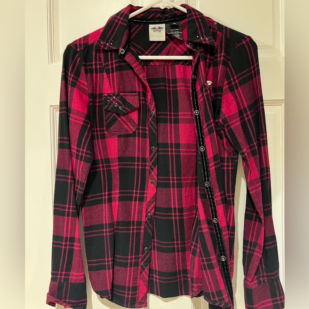 Red and black Harley Davidson flannel size XS